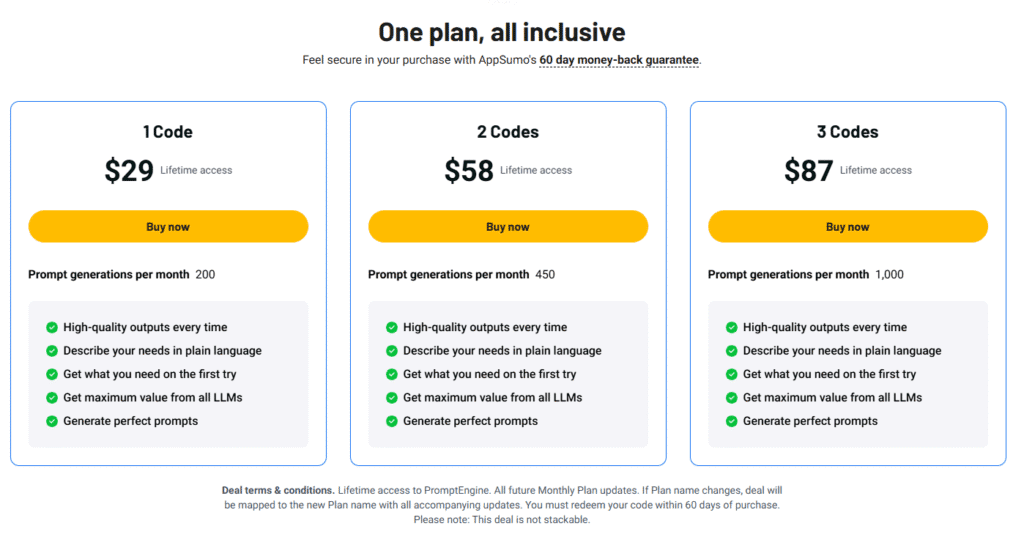 PromptEngine Appsumo Lifetime Deal – Pricing & Plans